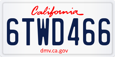 CA license plate 6TWD466