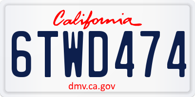 CA license plate 6TWD474