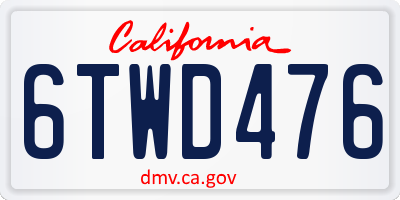 CA license plate 6TWD476