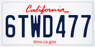 CA license plate 6TWD477