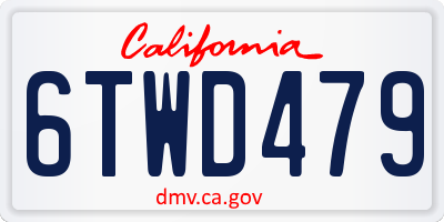 CA license plate 6TWD479