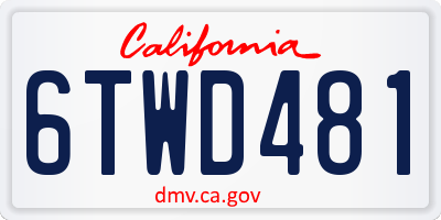 CA license plate 6TWD481