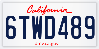 CA license plate 6TWD489