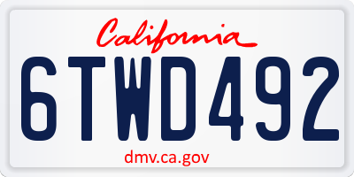 CA license plate 6TWD492