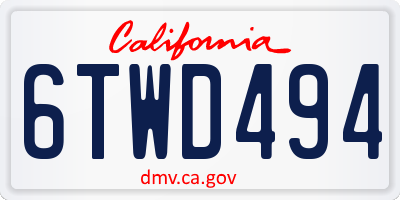 CA license plate 6TWD494