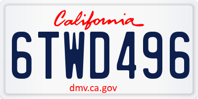 CA license plate 6TWD496