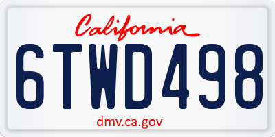 CA license plate 6TWD498