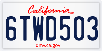 CA license plate 6TWD503