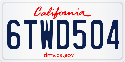 CA license plate 6TWD504