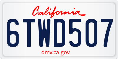 CA license plate 6TWD507
