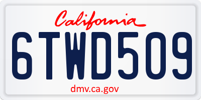CA license plate 6TWD509