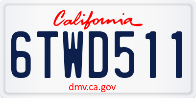 CA license plate 6TWD511