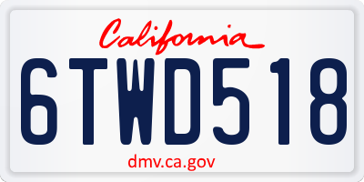 CA license plate 6TWD518