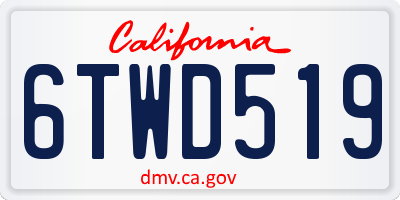 CA license plate 6TWD519