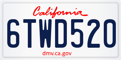 CA license plate 6TWD520