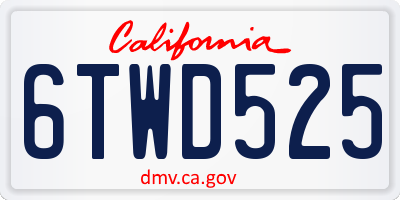 CA license plate 6TWD525