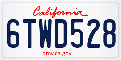 CA license plate 6TWD528