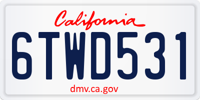 CA license plate 6TWD531