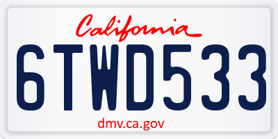 CA license plate 6TWD533