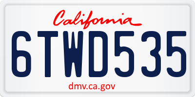 CA license plate 6TWD535