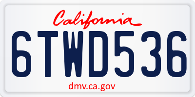 CA license plate 6TWD536