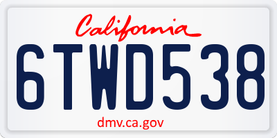 CA license plate 6TWD538