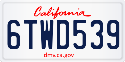 CA license plate 6TWD539