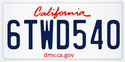 CA license plate 6TWD540