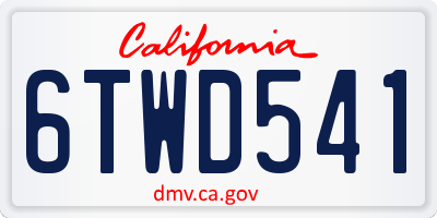CA license plate 6TWD541