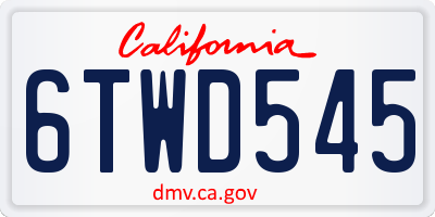 CA license plate 6TWD545