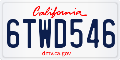 CA license plate 6TWD546