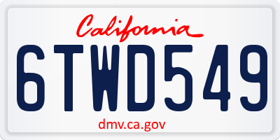 CA license plate 6TWD549