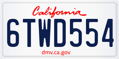 CA license plate 6TWD554