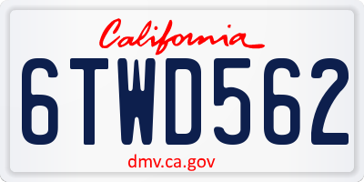 CA license plate 6TWD562