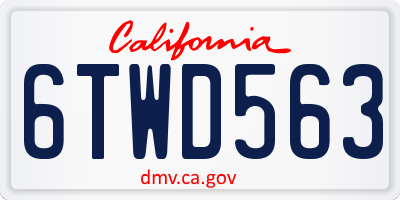 CA license plate 6TWD563