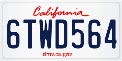 CA license plate 6TWD564