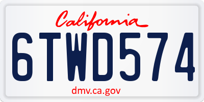 CA license plate 6TWD574