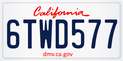 CA license plate 6TWD577
