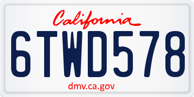 CA license plate 6TWD578