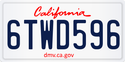 CA license plate 6TWD596