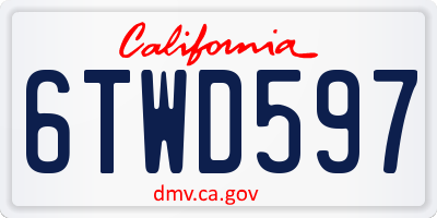 CA license plate 6TWD597