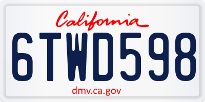 CA license plate 6TWD598