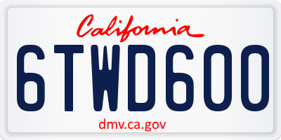 CA license plate 6TWD600