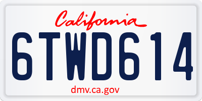 CA license plate 6TWD614