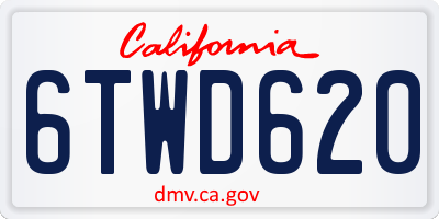CA license plate 6TWD620