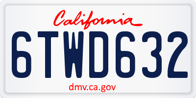 CA license plate 6TWD632