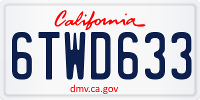 CA license plate 6TWD633