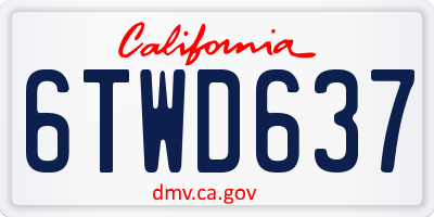 CA license plate 6TWD637