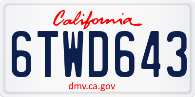 CA license plate 6TWD643