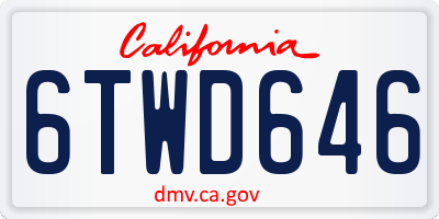 CA license plate 6TWD646